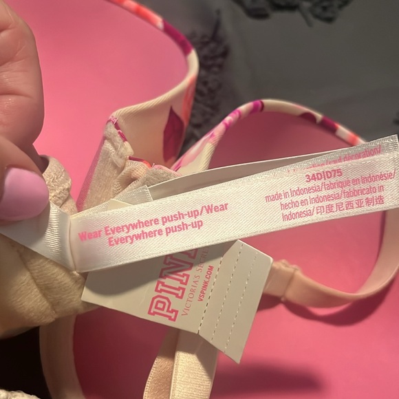 Pink Victoria’s Secret Floral Everywhere push-up bra size 34D NWT - Picture 7 of 7